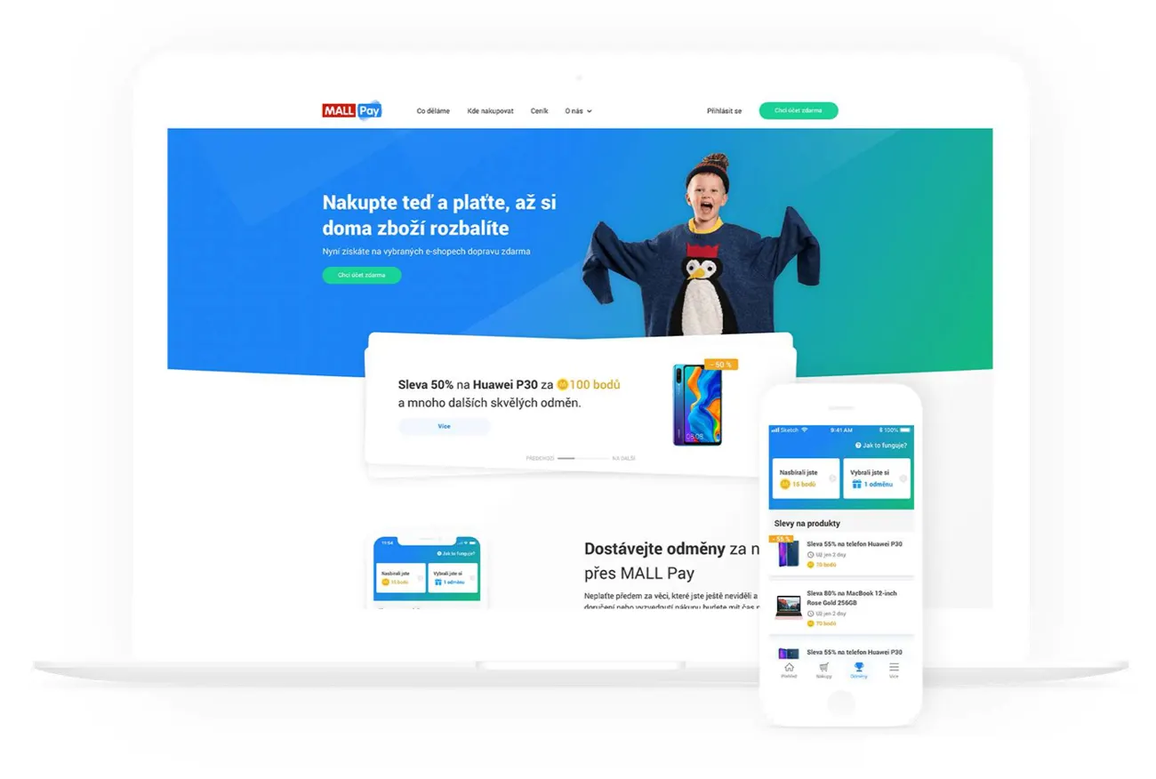 The payment method landing page on a laptop and phone.