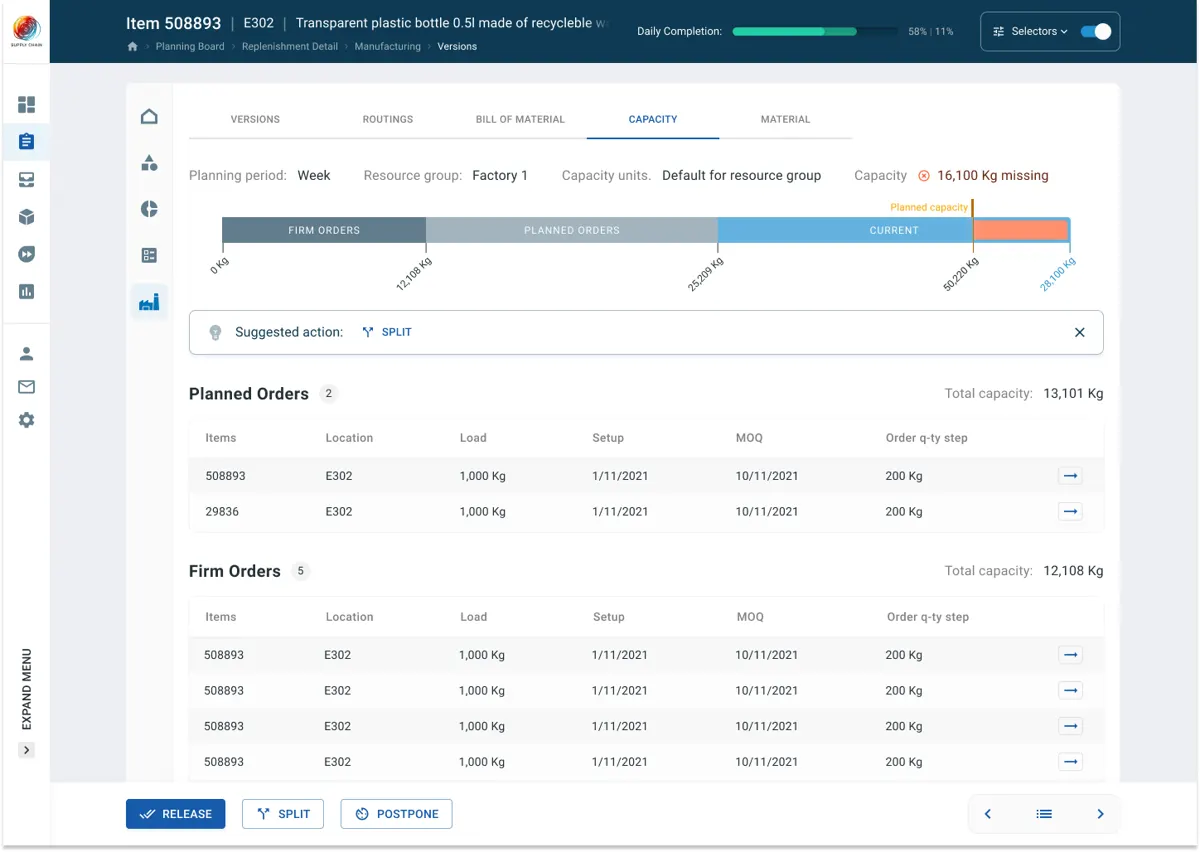 Product screen.